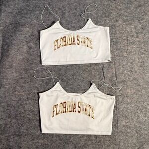 ZooZatz Florida State University Women Crop Top 2-Pack S White Stretch Cami